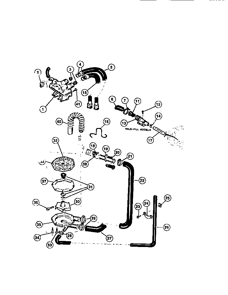 Pump, hoses, water valve