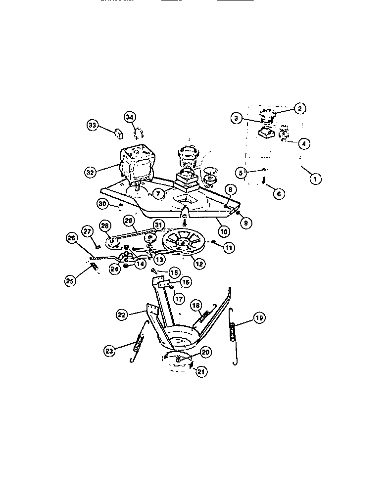 Motor, pulleys, belt, springs