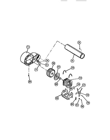 Motor, fan housing, exhaust duct