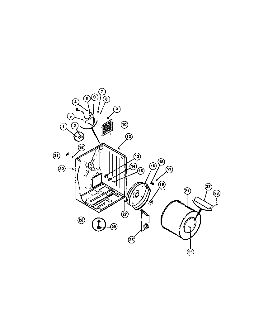 CABINET, DRUM, HEAT DUCT