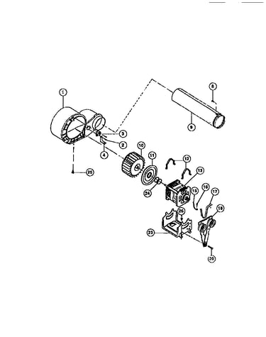 Motor, fan housing, exhaust duct