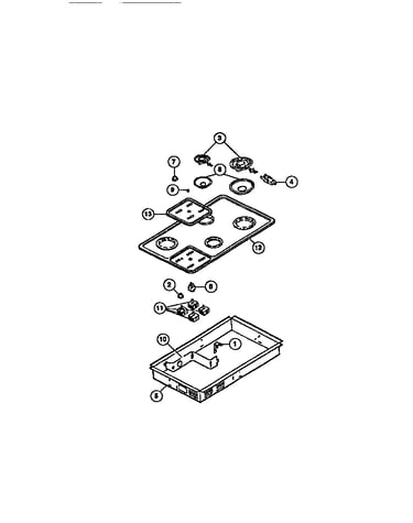 Control panel, top, switches, surface units, drip pans