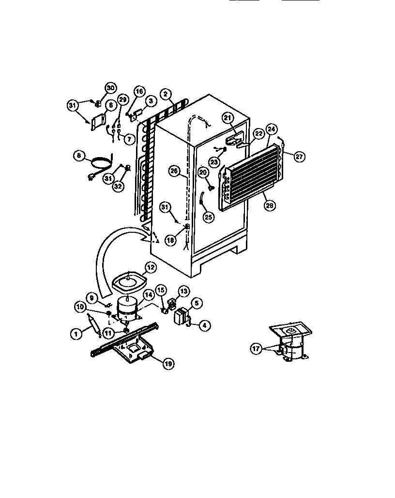 COMPRESSOR, CONDENSER, EVAPORATOR