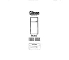 Gibson RD19F9WU3C cover page-part codes diagram