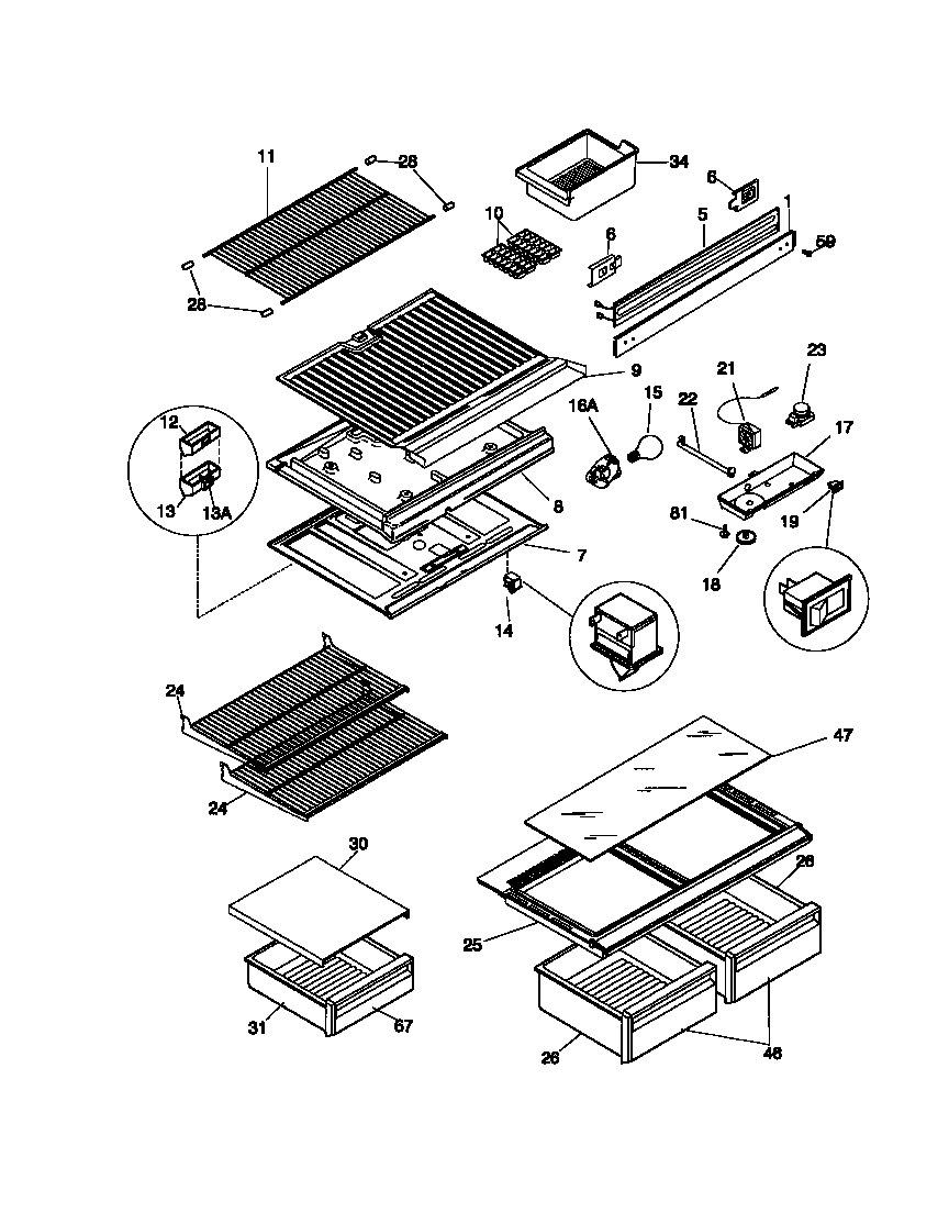Shelves, controls