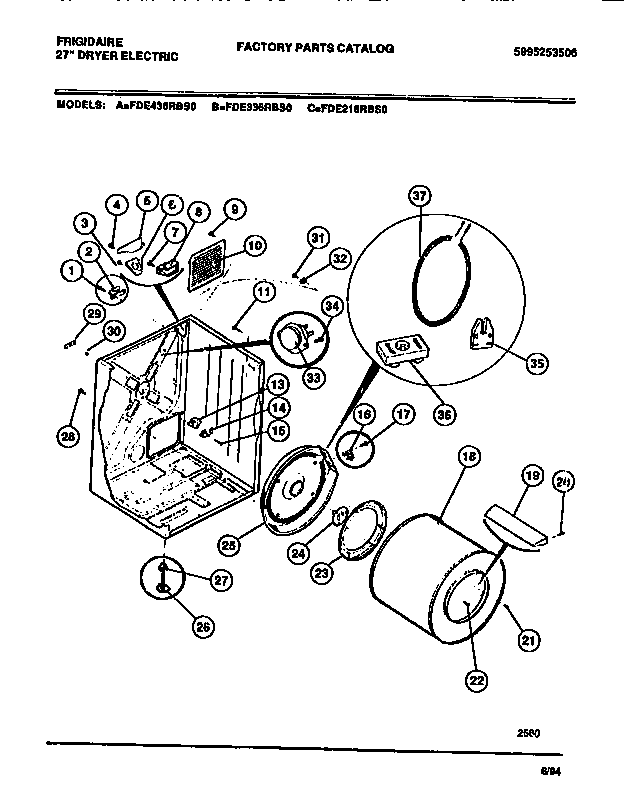 Cabinet, drum, heater assembly