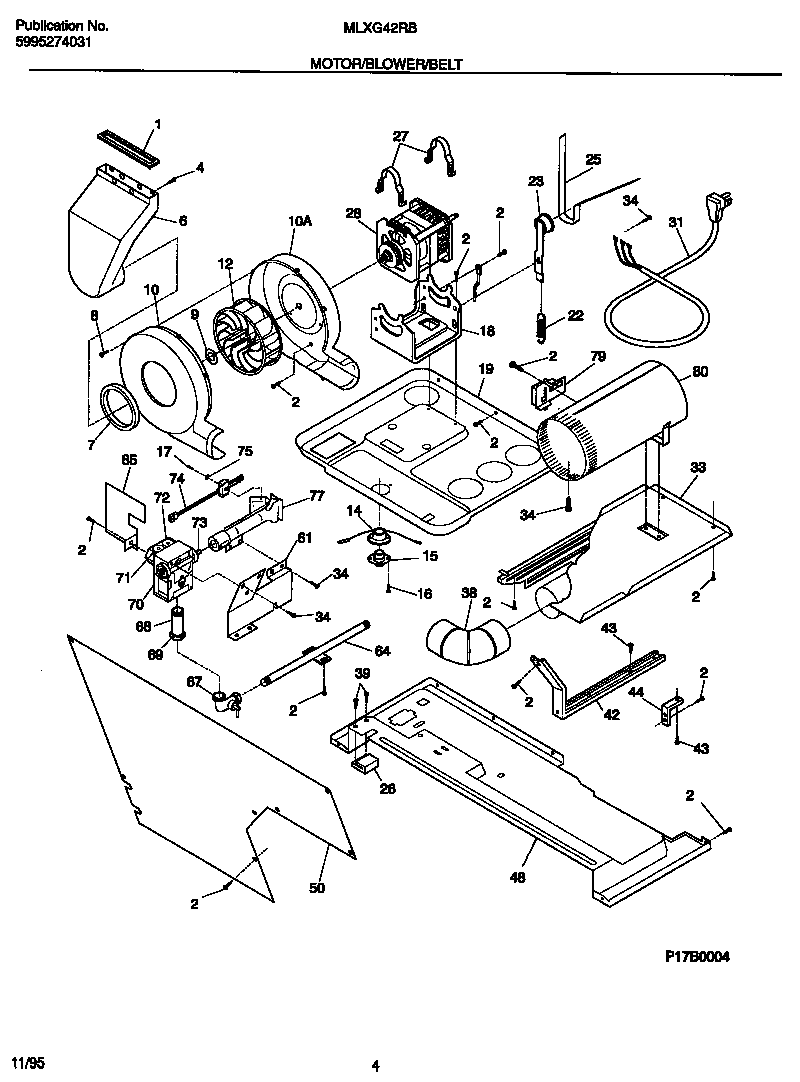 Motor/blower/belt