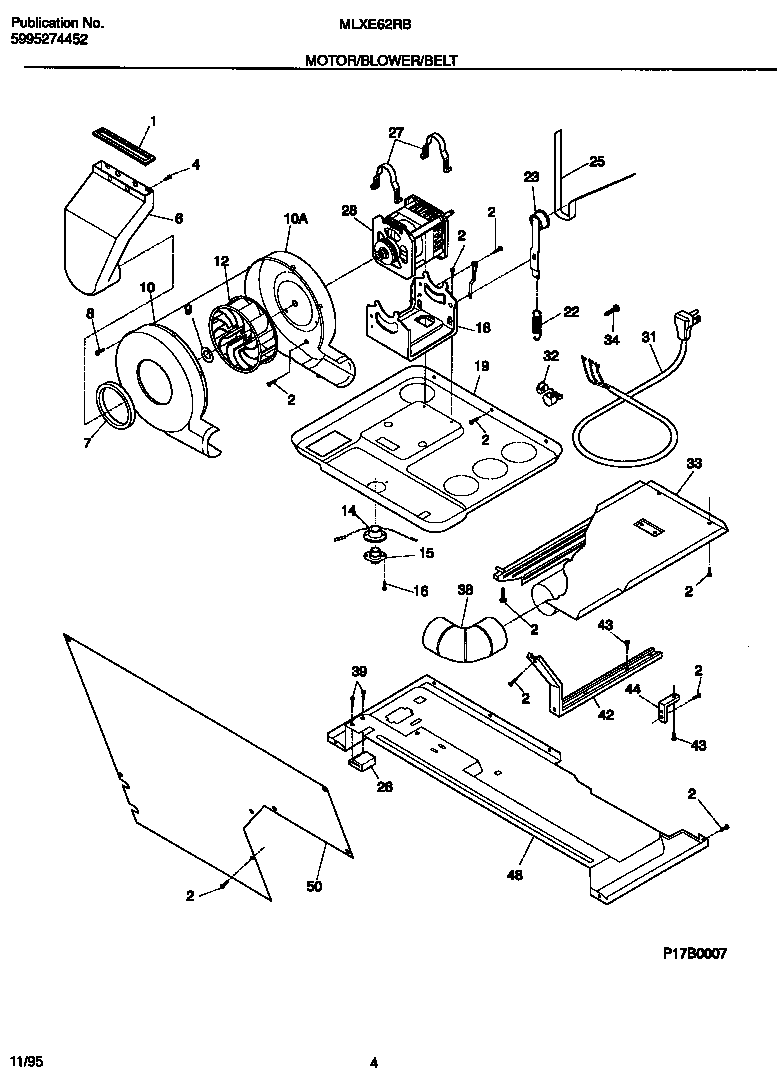 Motor/blower/belt