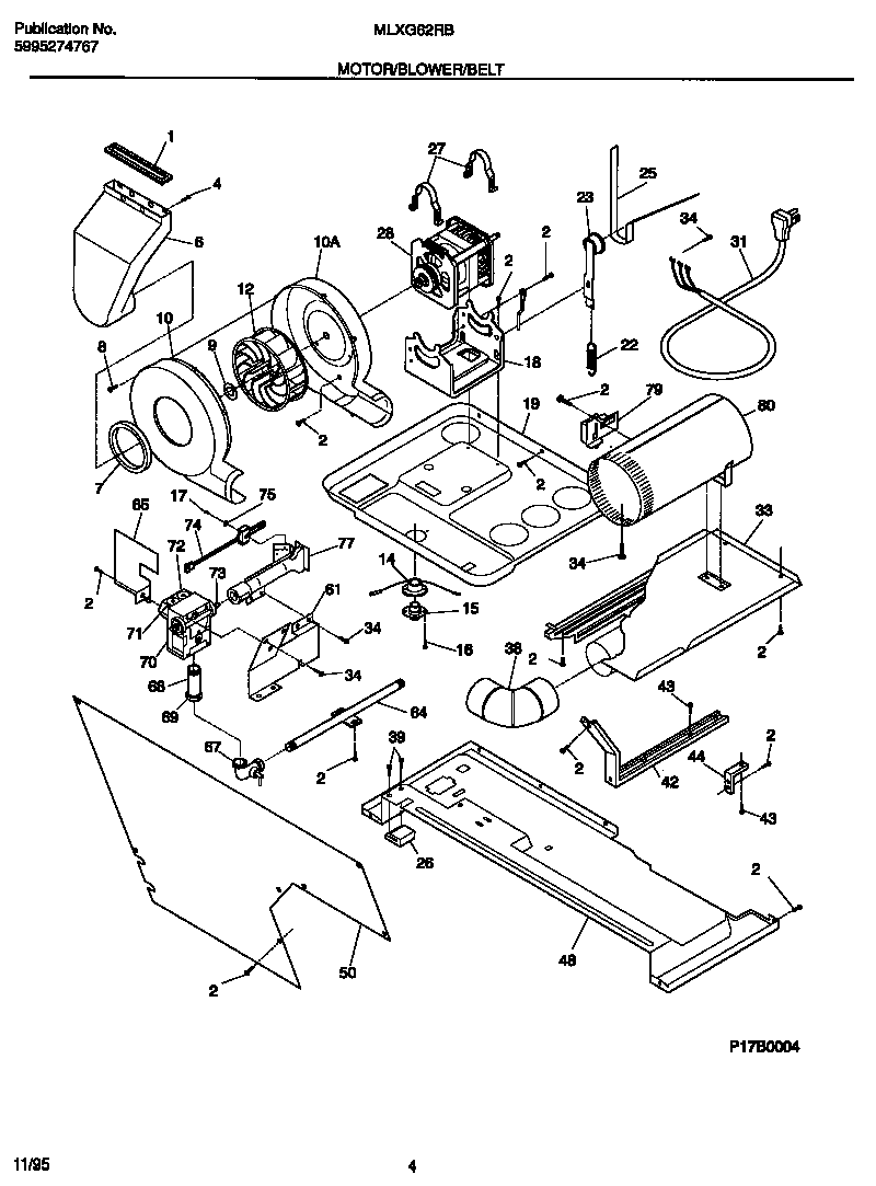 Motor/blower/belt