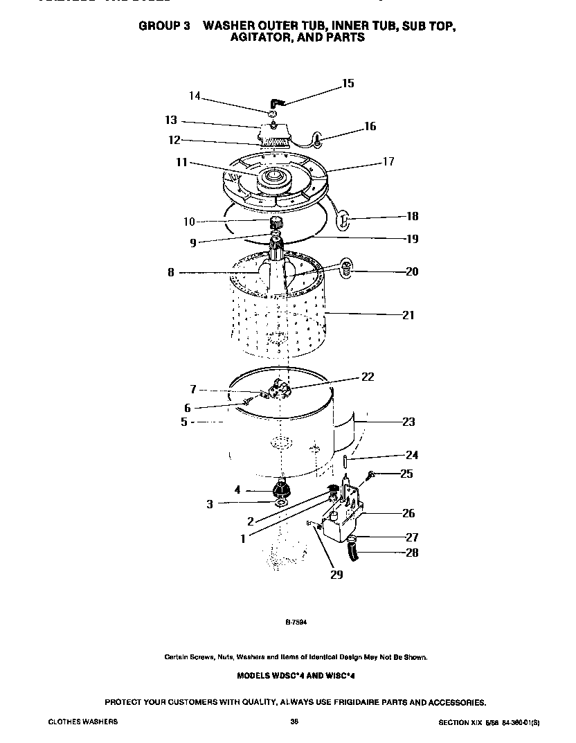 OUTER/INNER TUBS, SUB TOP & AGITATOR