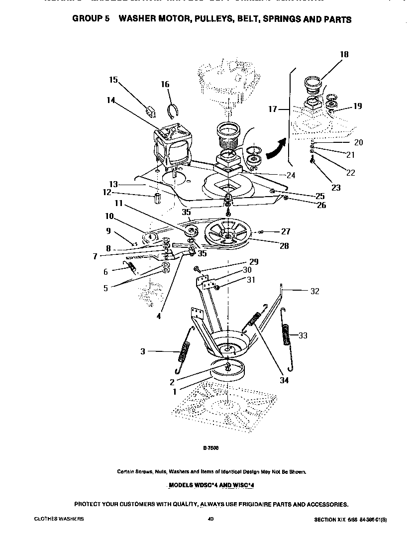 Washer motor, pulleys, belt & springs