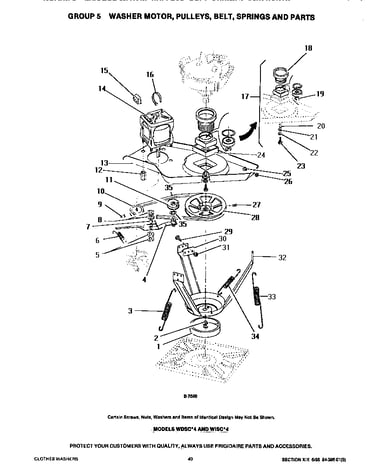 Washer motor, pulleys, belt & springs