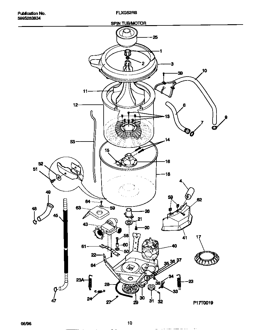 Spin tub/motor
