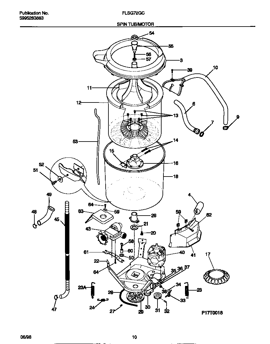 Spin tub/motor