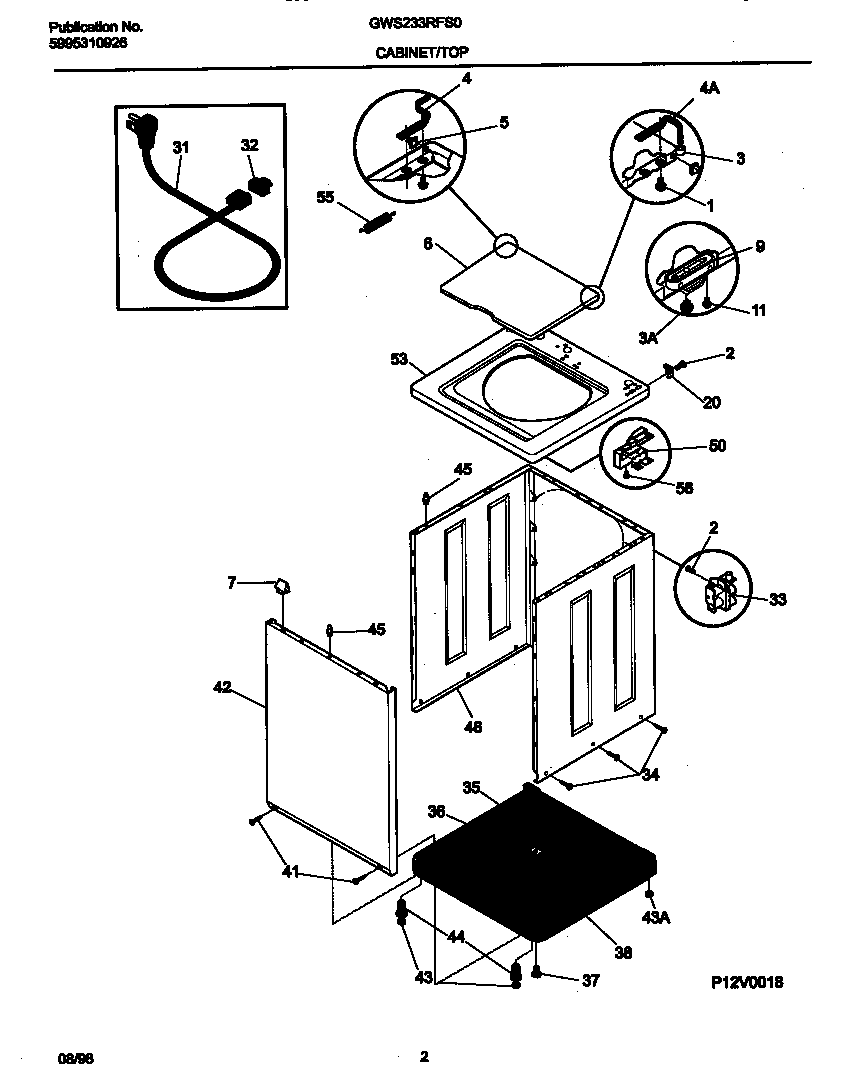 Washer cabinet,top