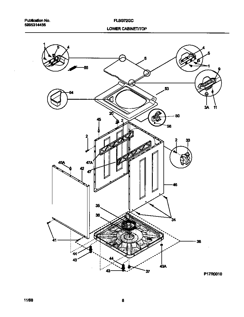 P17R0010 WSHR CAB,TOP