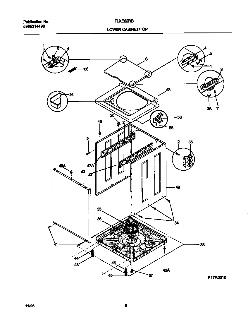 P17R0010 WSHR CAB,TOP