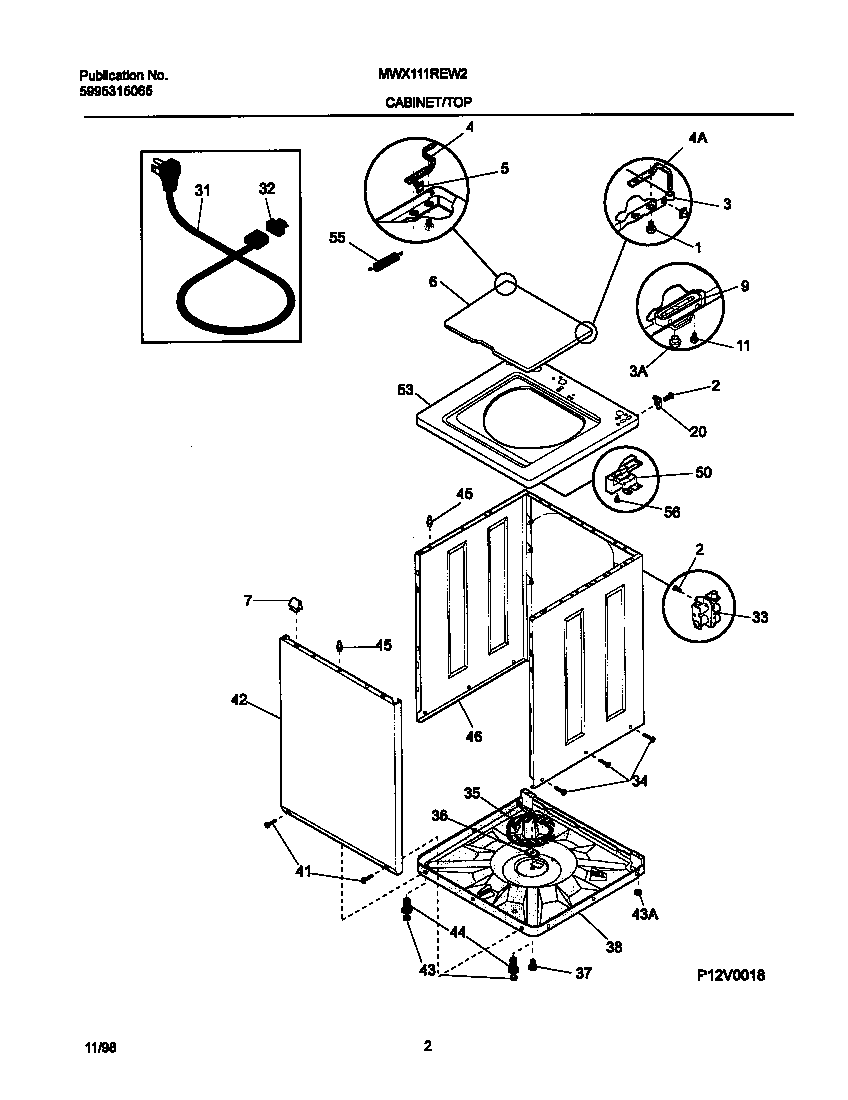 P12V0018 WSHR CAB,TOP
