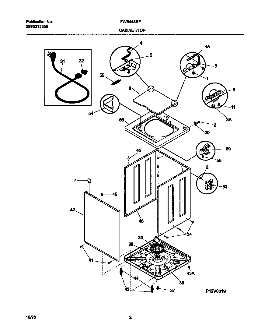 P12V0019 WSHR CAB,TOP