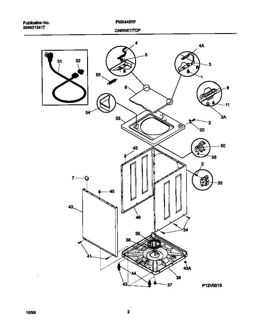 P12V0019 WSHR CAB, TOP