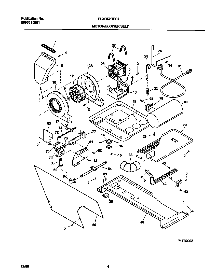 Motor/blower/belt