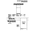 Tappan TRT18GRED5 cover diagram