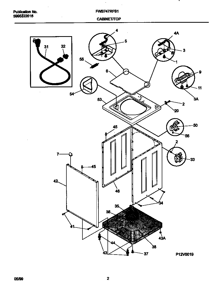 P12V0019 WSHR CAB,TOP