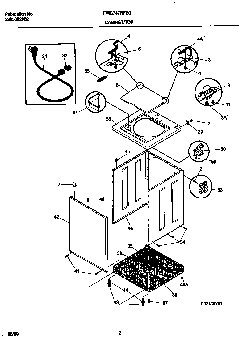 P12V0019 WSHR CAB,TOP