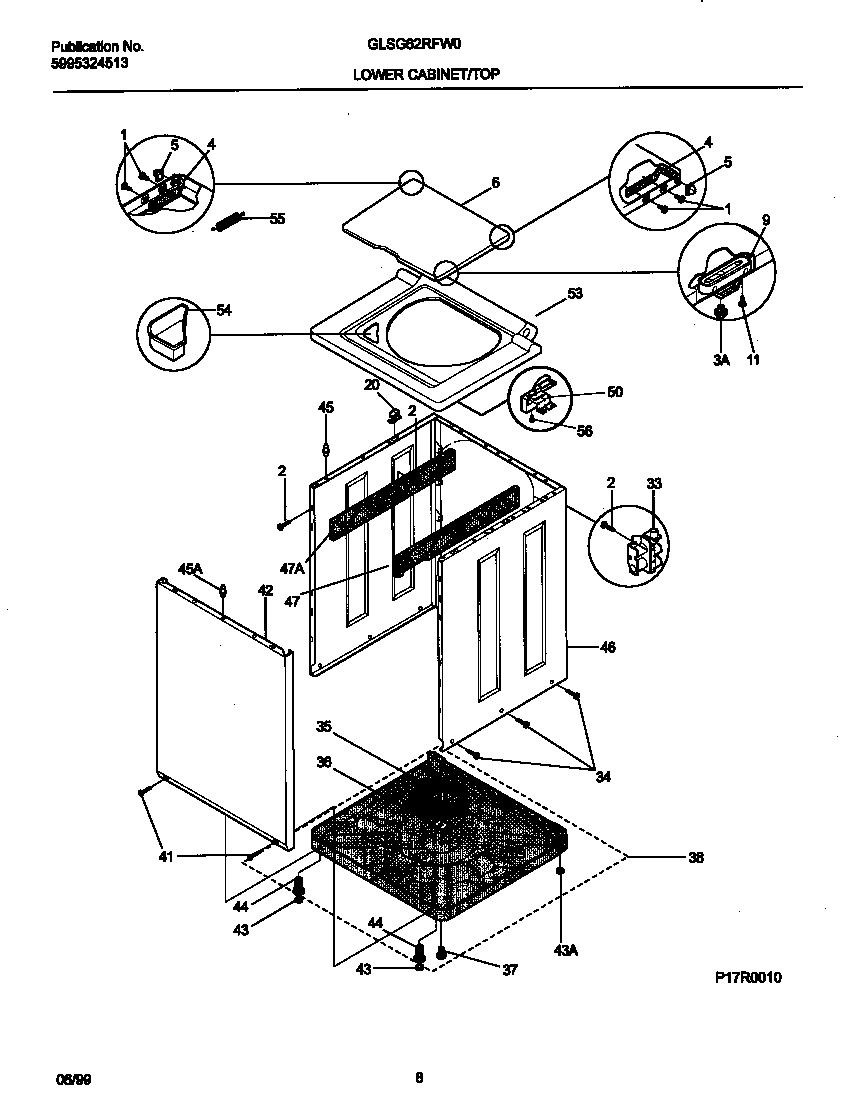 P17R0010 WSHR CAB,TOP