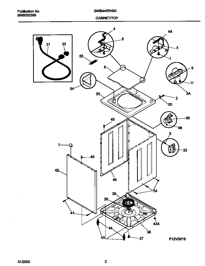 P12V0019 WSHR CAB,TOP