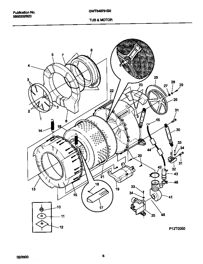 P12t0050 wshr tub,motor