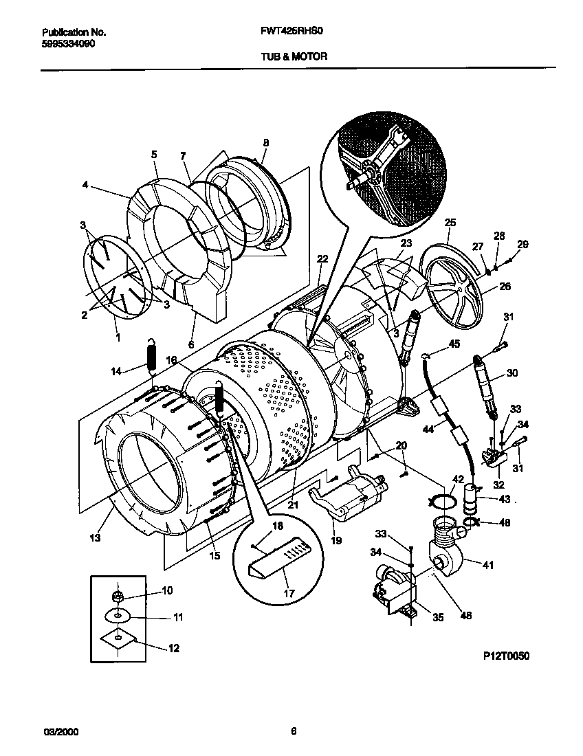 P12T0050 WSHR TUB,MOTOR