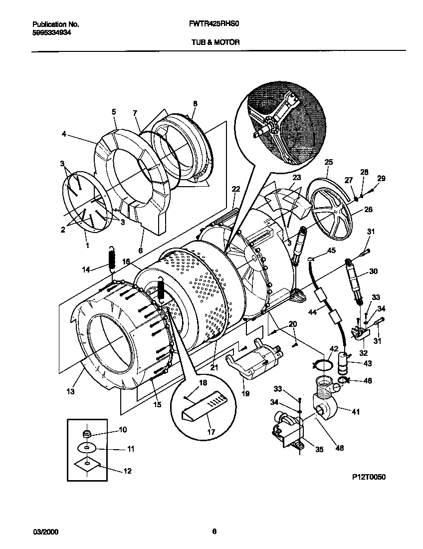 P12t0050 wshr tub,motor