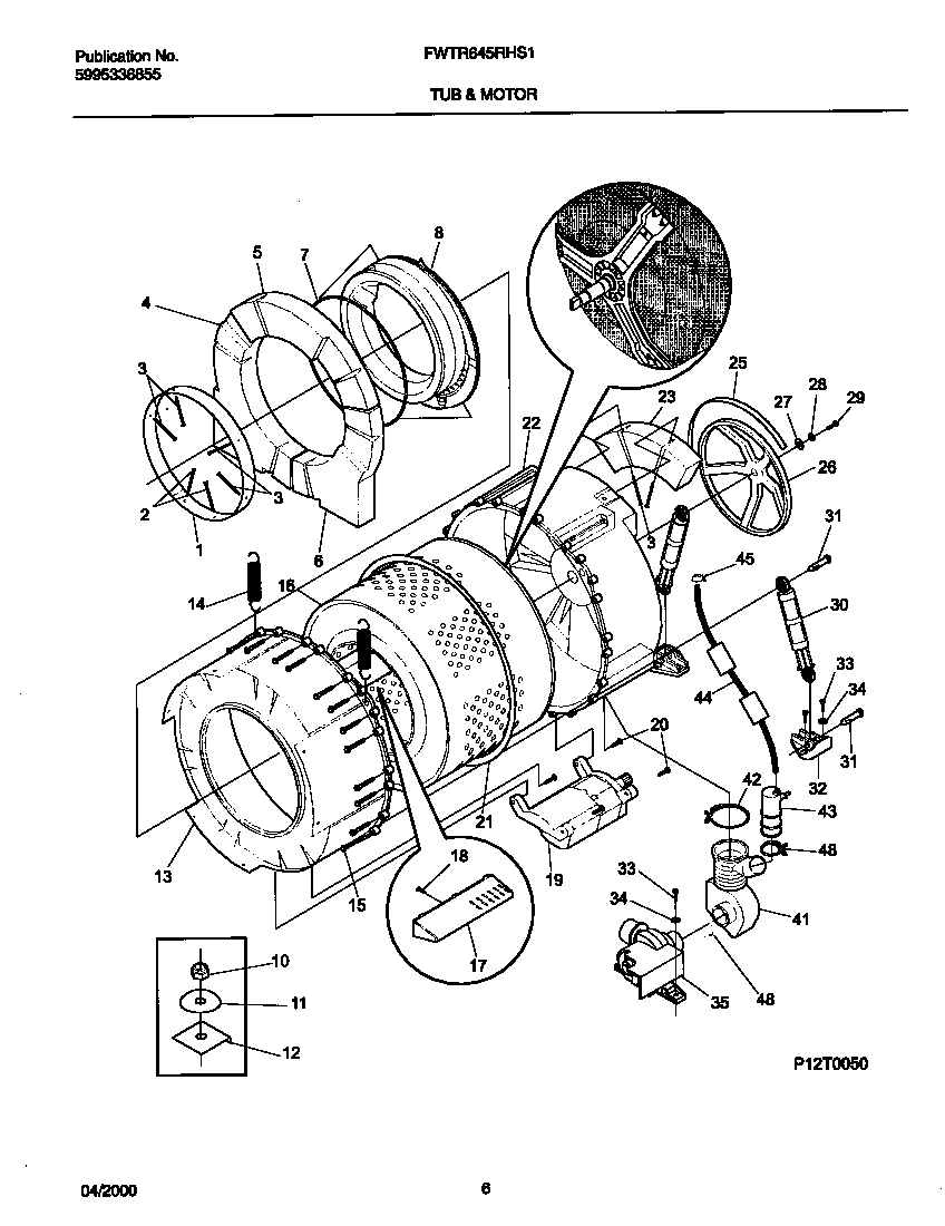 P12t0050 wshr tub,motor