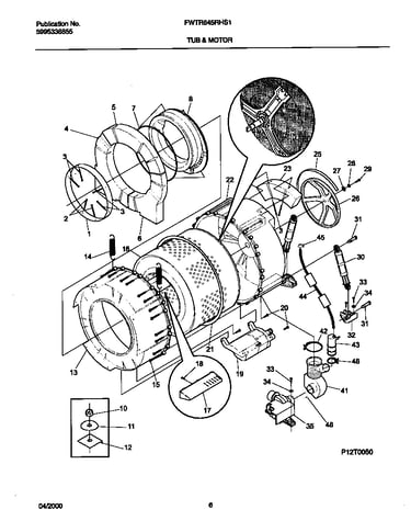 P12t0050 wshr tub,motor
