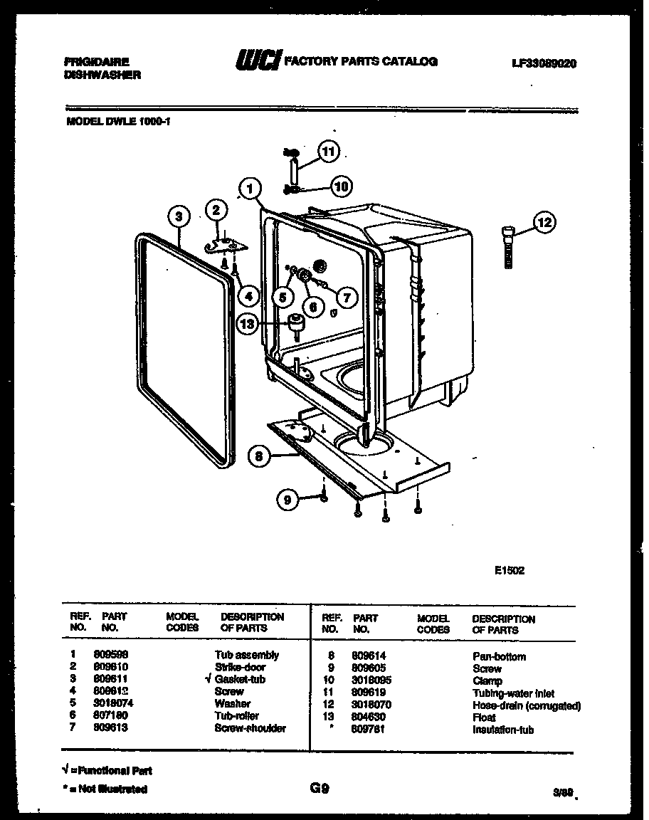 TUB AND FRAME PARTS