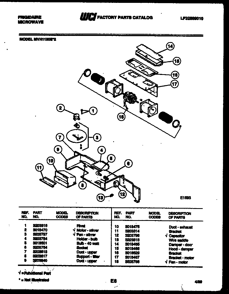 Motor and fan stirrer parts