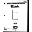 Frigidaire FPS21TLF1 cover page diagram