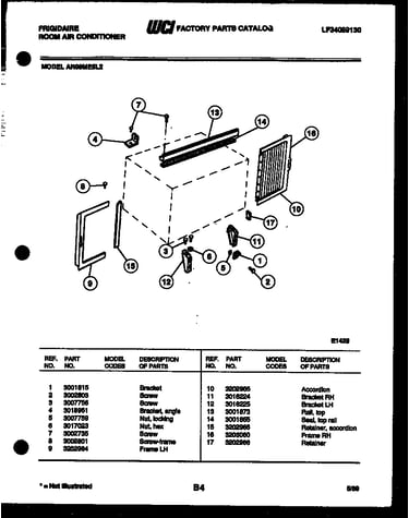 Cabinet and installation parts