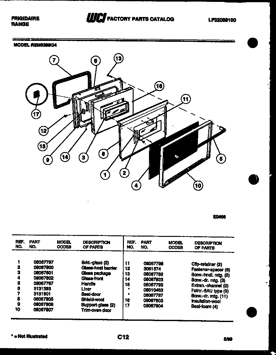 Lower oven door parts