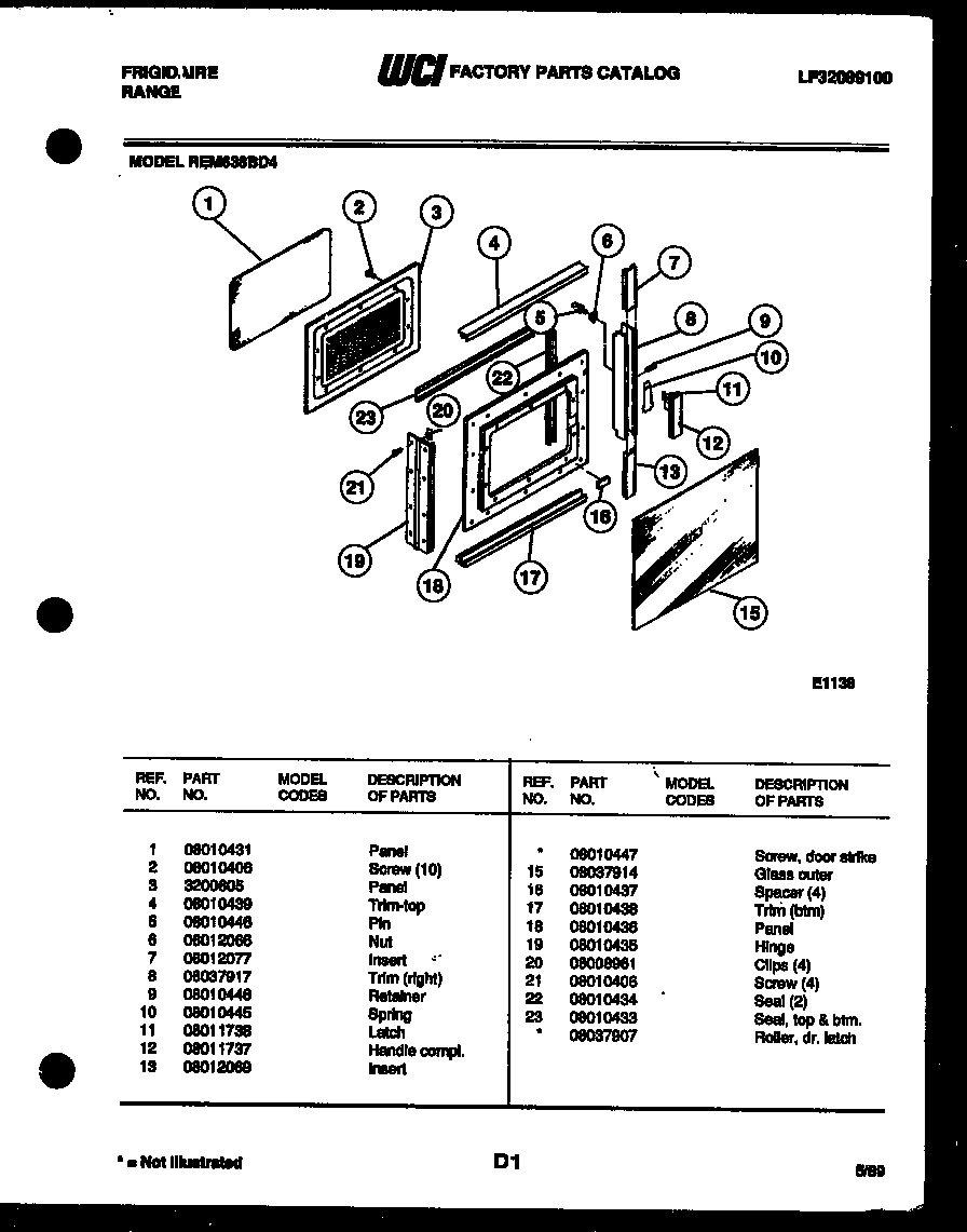 UPPER OVEN DOOR PARTS