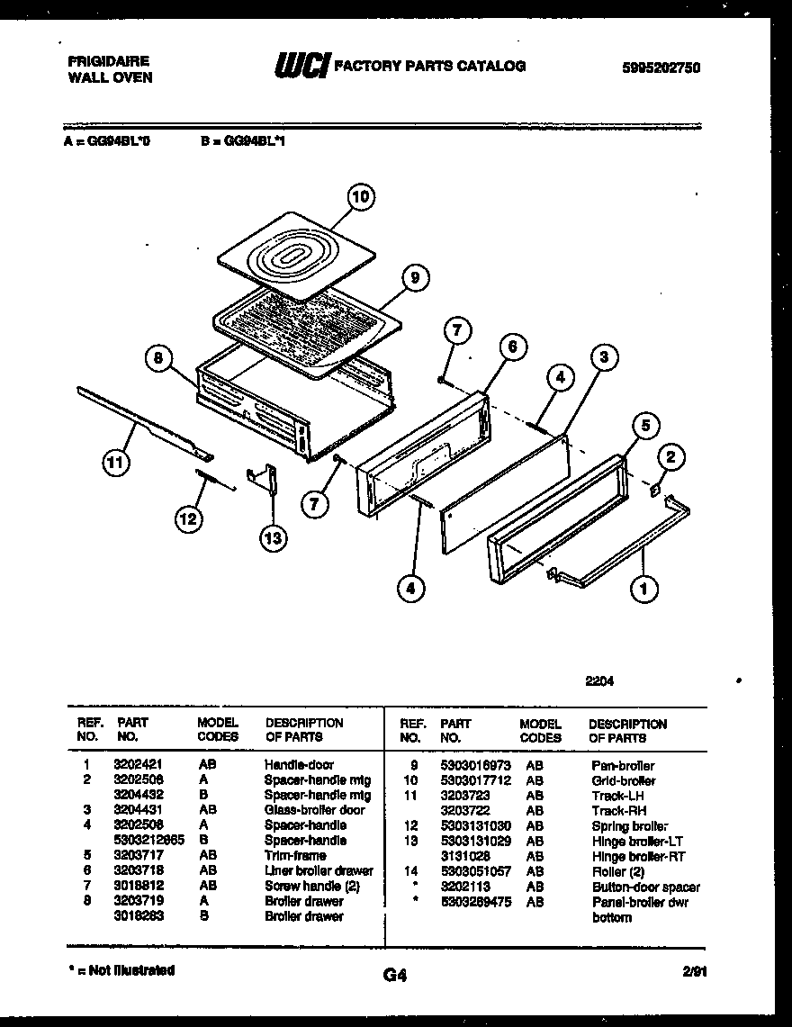 BROILER DRAWER PARTS