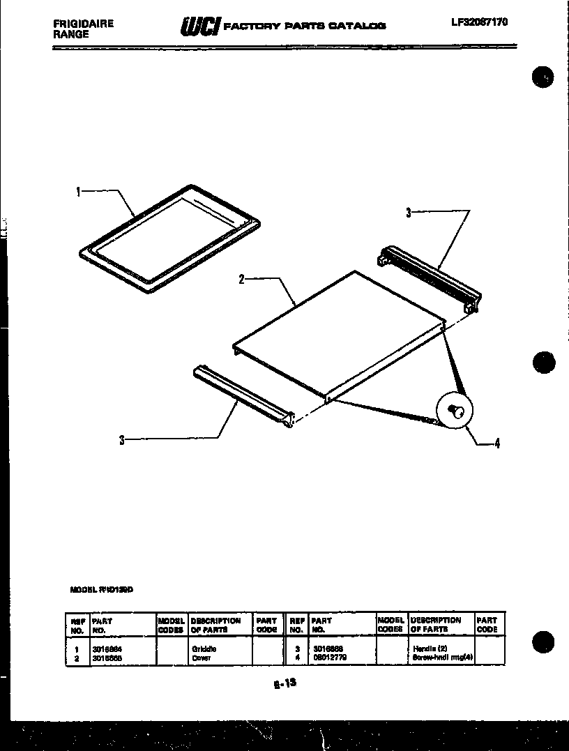 Griddle and cover parts