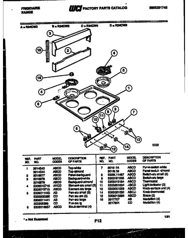 Backguard and cooktop parts