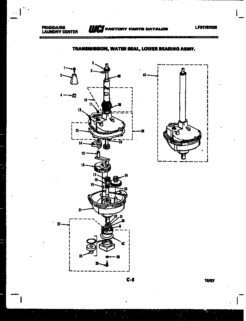 TRANSMISSION, WATER SEAL AND LOWER BEARING ASMY.