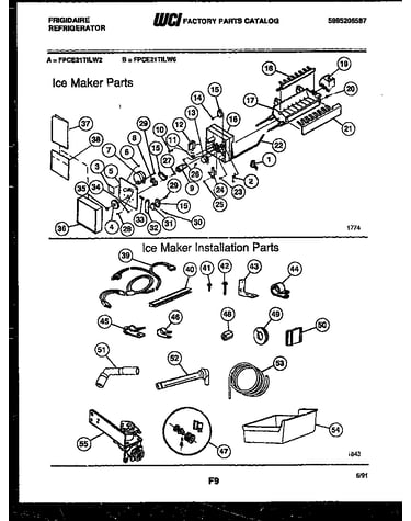 Ice maker and installation parts