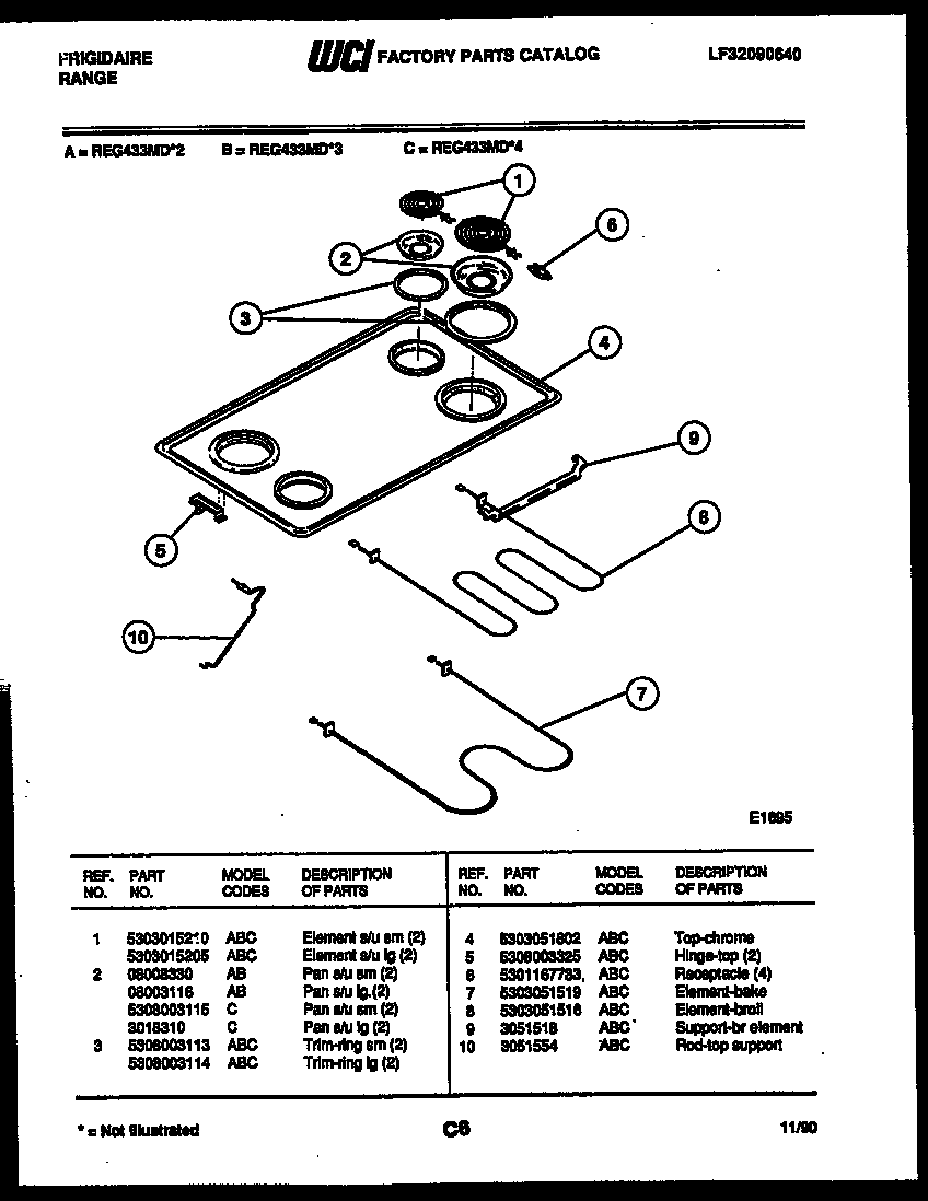 Cooktop and broiler parts