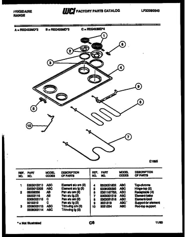 Cooktop and broiler parts