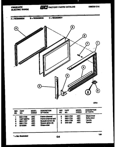 Upper oven door parts
