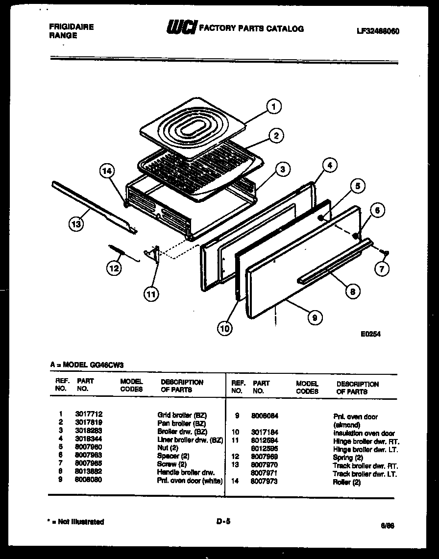 BROILER DRAWER PARTS